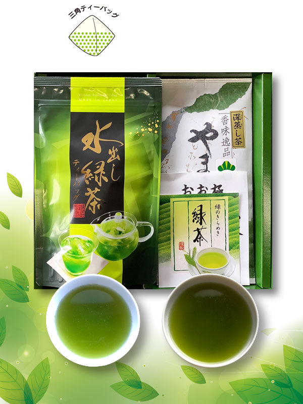 【箱入り】「やまぎり 松印 100g袋入」x1「緑茶ティーバッグ 5g×16バッグ入」x1 2本入
